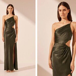 Shona Joy Asymmetrical Cut-Out Maxi Dress, Size 8, Forest Green